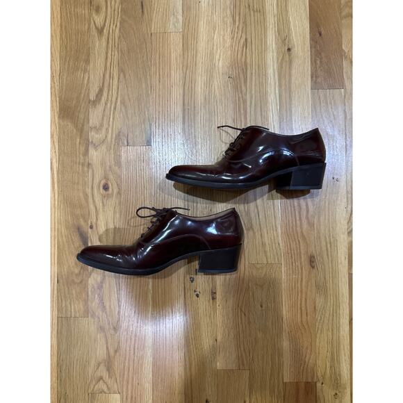 Fratelli Rossetti Women's Block Heel Pointed Toe Lace Up Oxfords Red Leather 37 - Picture 4 of 9